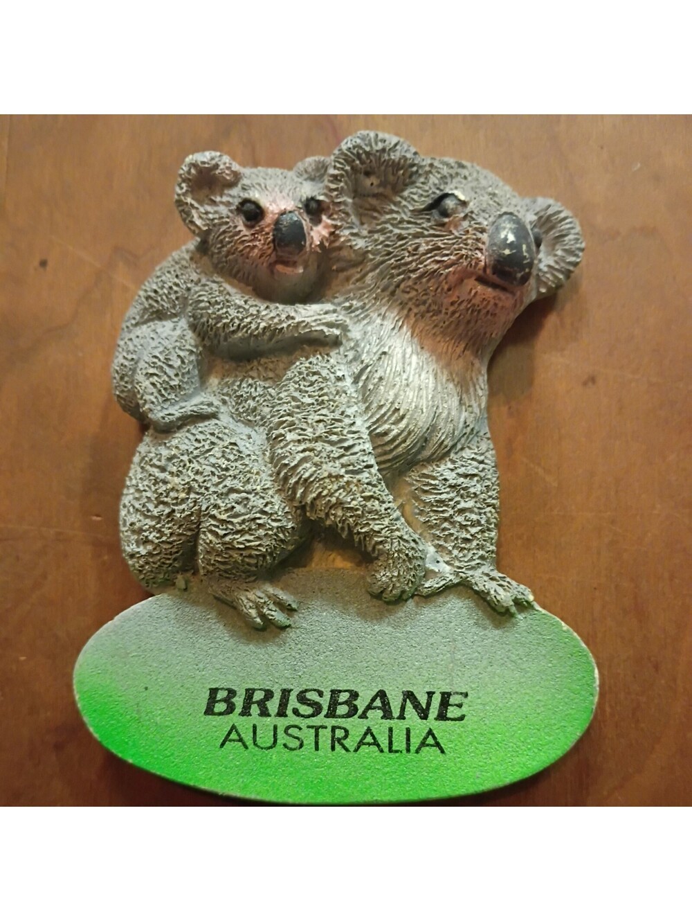Vintage Large Brisbane Australia Koala Wood Souvenir Refrigerator Fridge Magnet